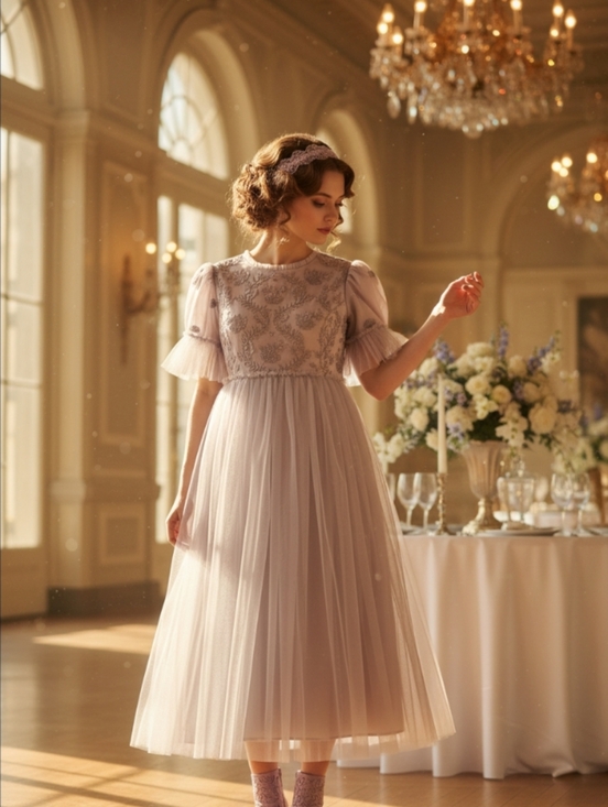 JessaKae Dresses & Skirts - JessaKae Lavender Embellished Tulle Dress
